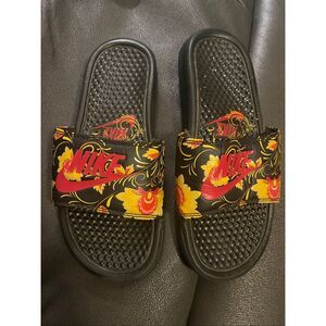 Nike Women WMNS BENASSI FLORAL SLIDES slip on Slippers shoes sz 6